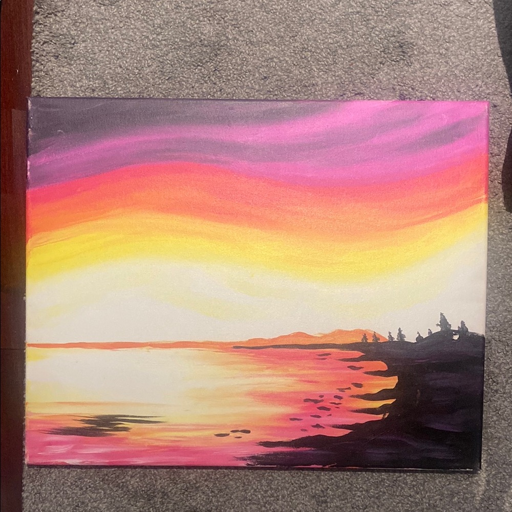 Vibrant Pink and Orange Sunset Painting